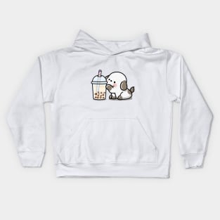 Little Puppy Loves Boba Tea! Kids Hoodie